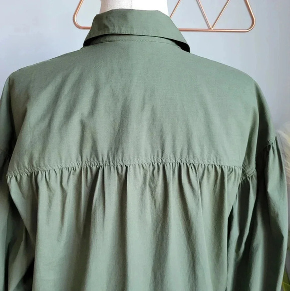 RAILS, Janae Olive Green Button Blouson Sleeve Oversized Shirt Top Size Small - Picture 8 of 13